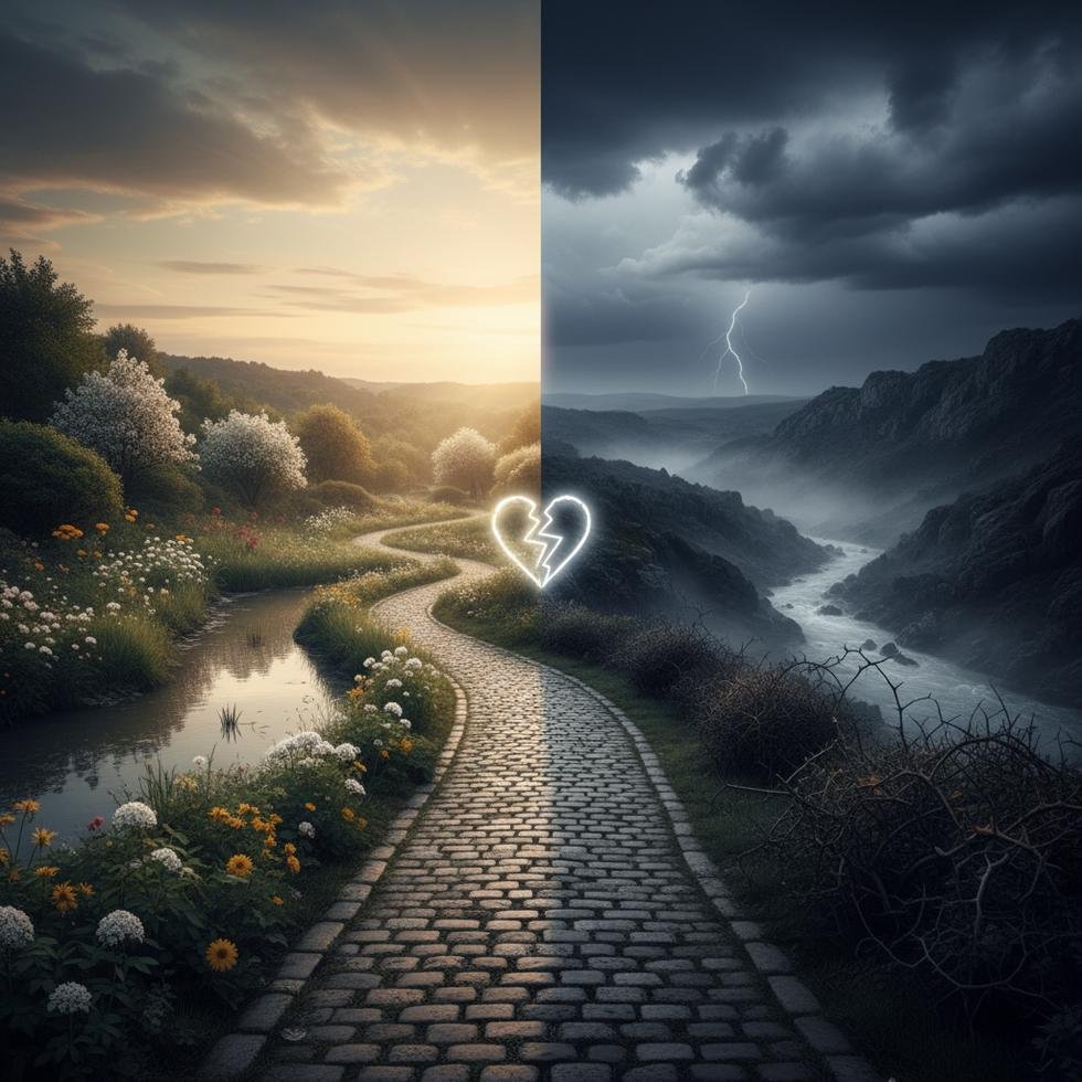 Both Sides şarkısının temalarını yansıtan soyut renkli görsel