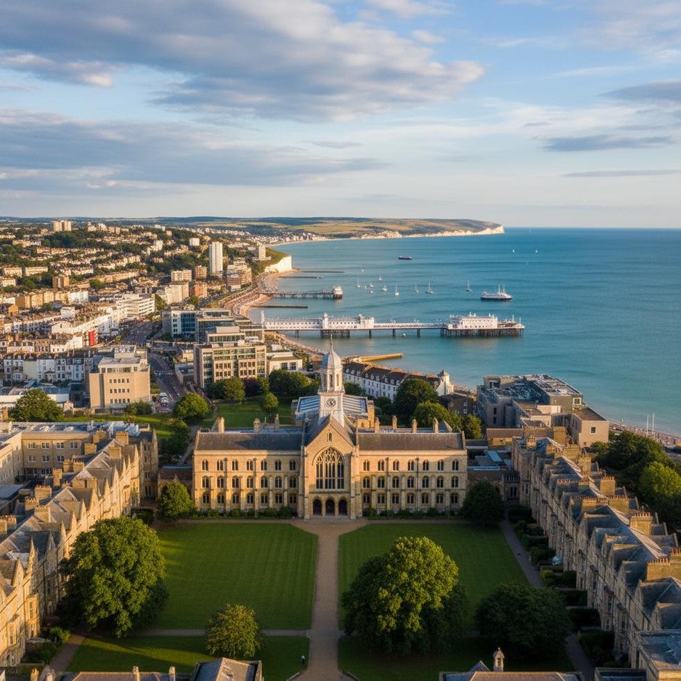 Brighton şehri ve üniversite kampüsü genel görünüm