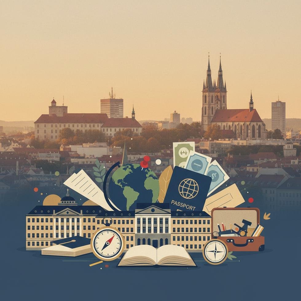 Brno’dan üniversite kampüs manzarası ve öğrenci yaşamı