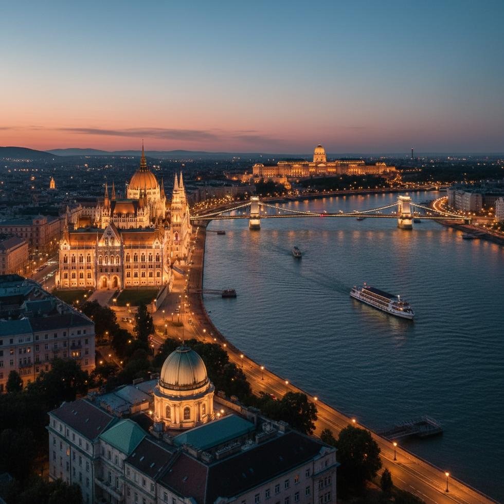 Budapeşte’de termal banyolar ve şehir manzarası
