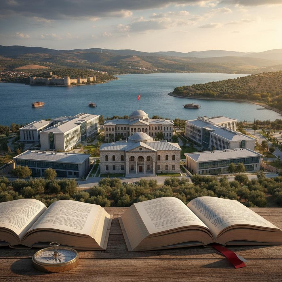 Çanakkale’de üniversite kampüsü ve boğaz manzarası