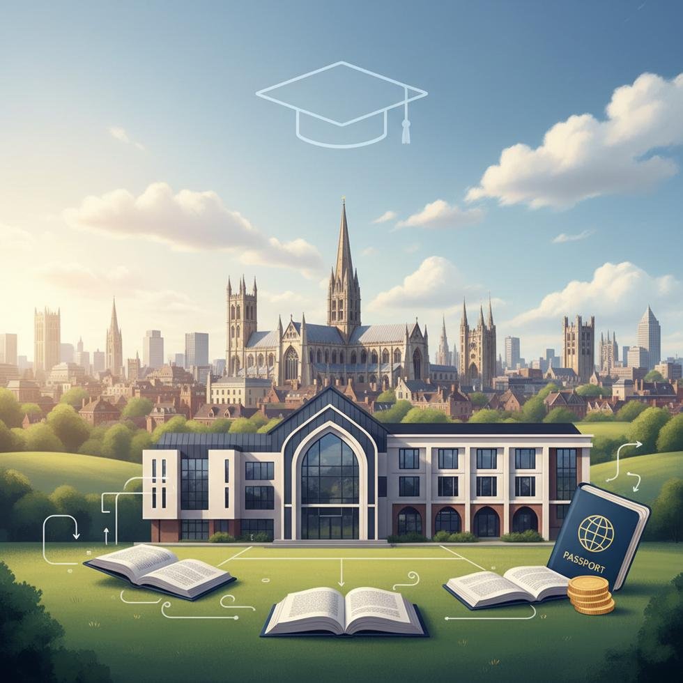 Canterbury üniversiteleri kampüslerinden bir görüntü