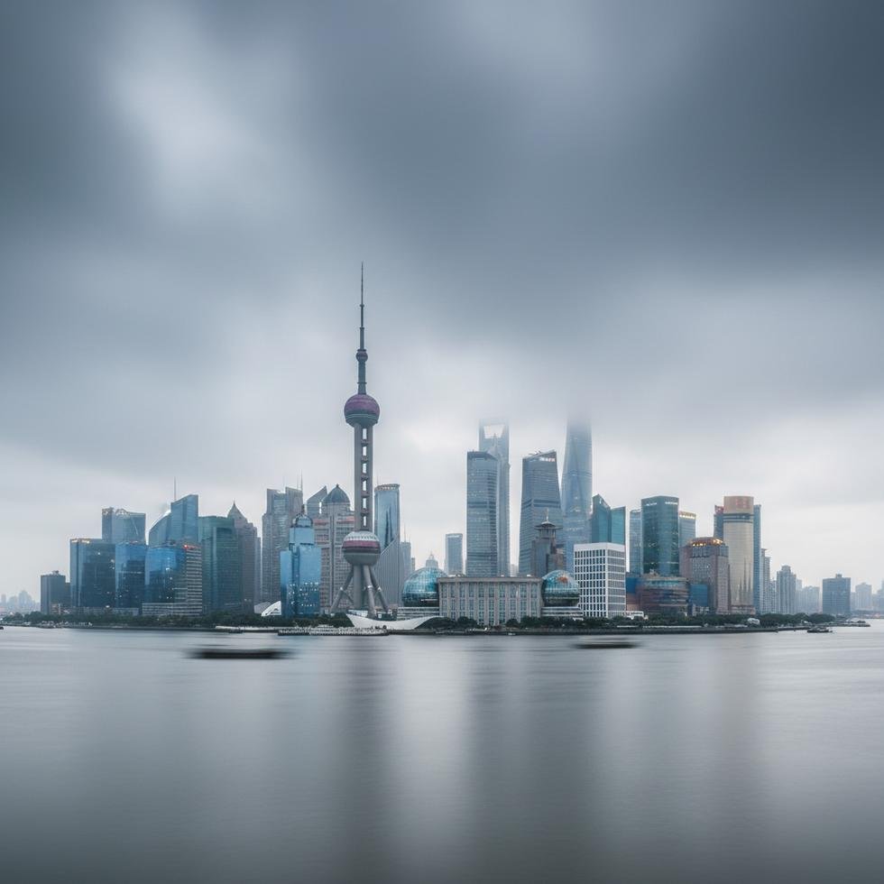 Çin'in ekonomik büyüme hedeflerini temsil eden Şanghay silüeti