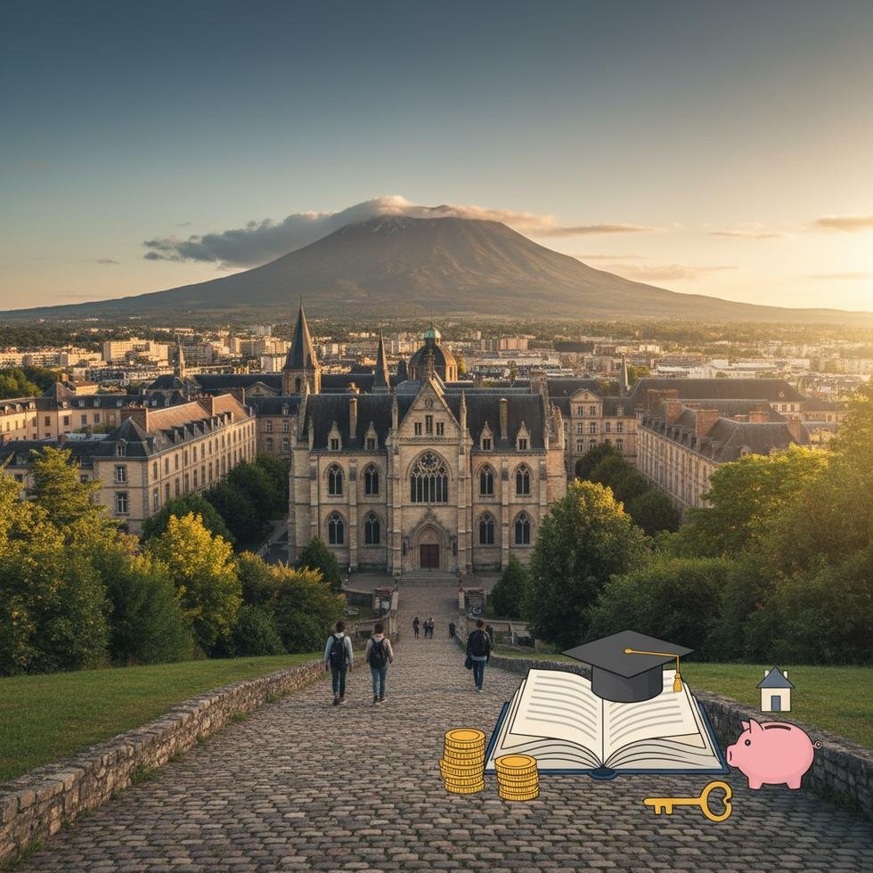 Clermont-Ferrand üniversite kampüsü ve şehir görünümü