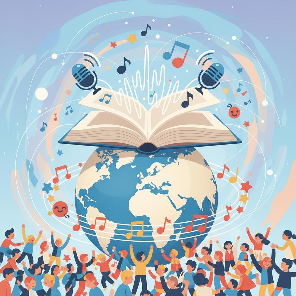 Bir grup öğrenci büyük çapta bir rap dersine katılıyor.