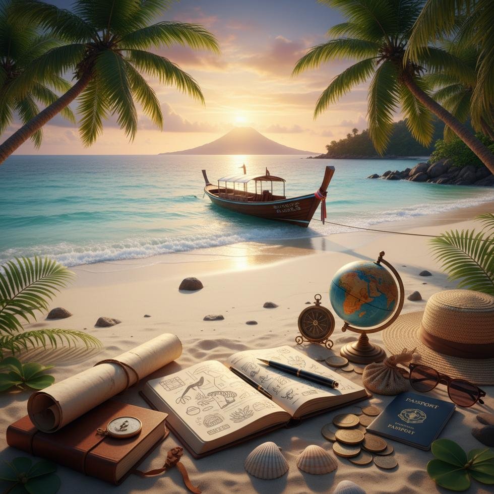 Egzotik tatil rehberi için ada rotaları ve planlama görseli