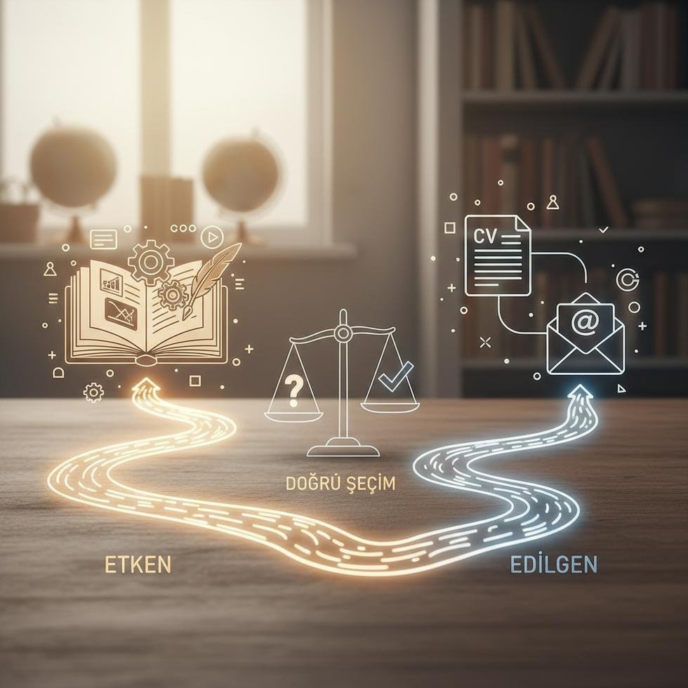 Etken ve edilgen cümleleri anlatan eğitim görseli