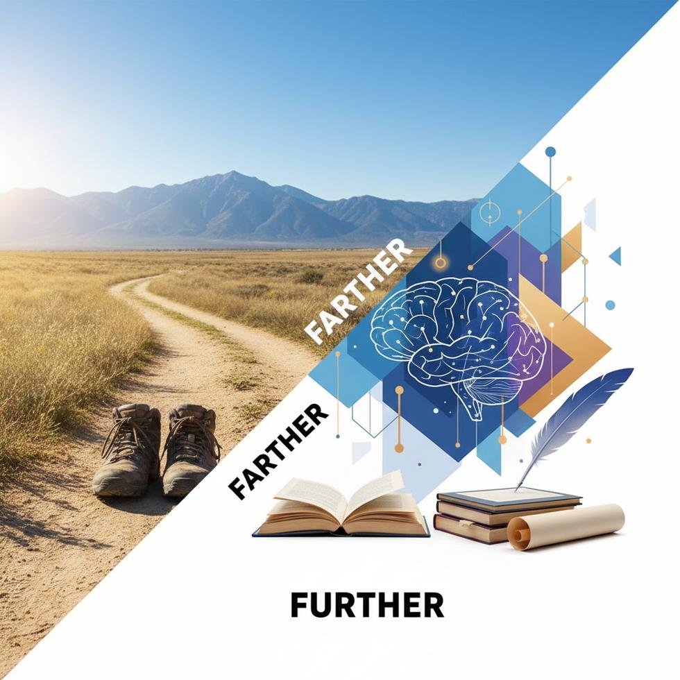 Farther ve Further kelimelerinin farklarını açıklayan görsel