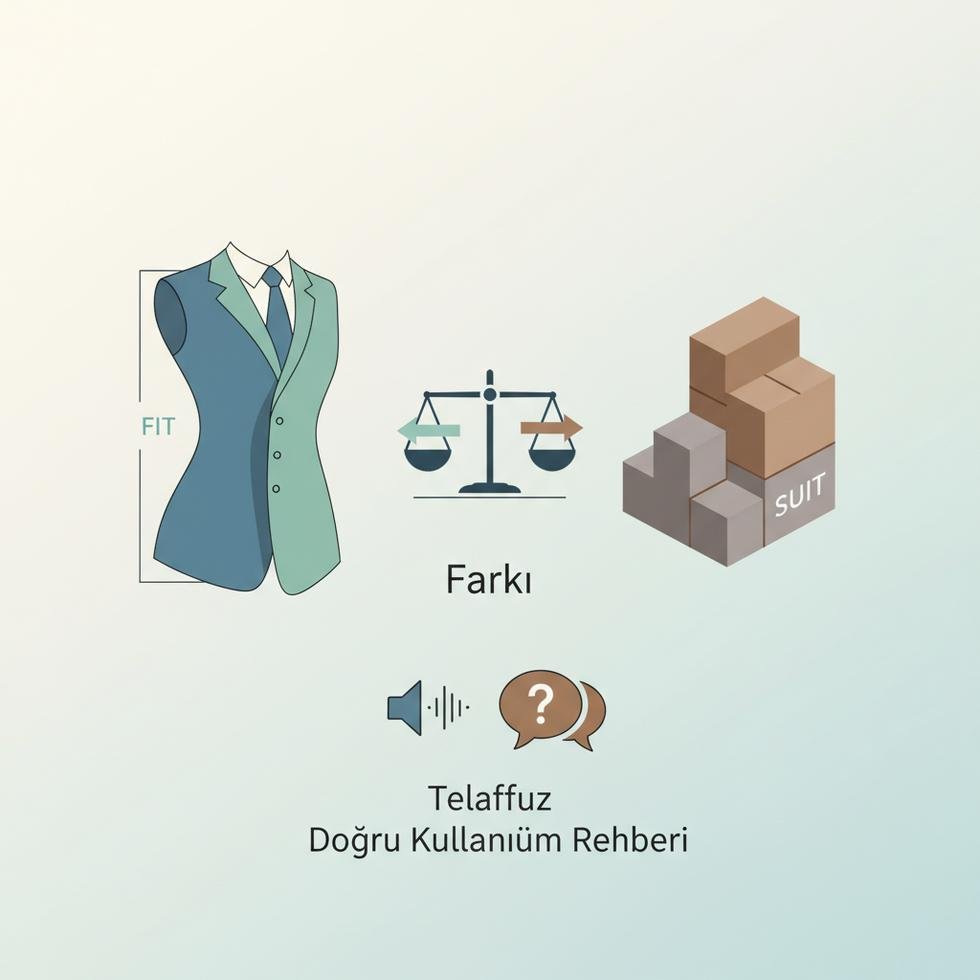 Fit ve Suit arasındaki farkları anlatan İngilizce kullanım rehberi görseli