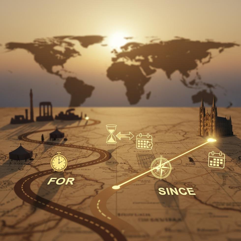 İngilizce for ve since kullanımını gösteren eğitim görseli