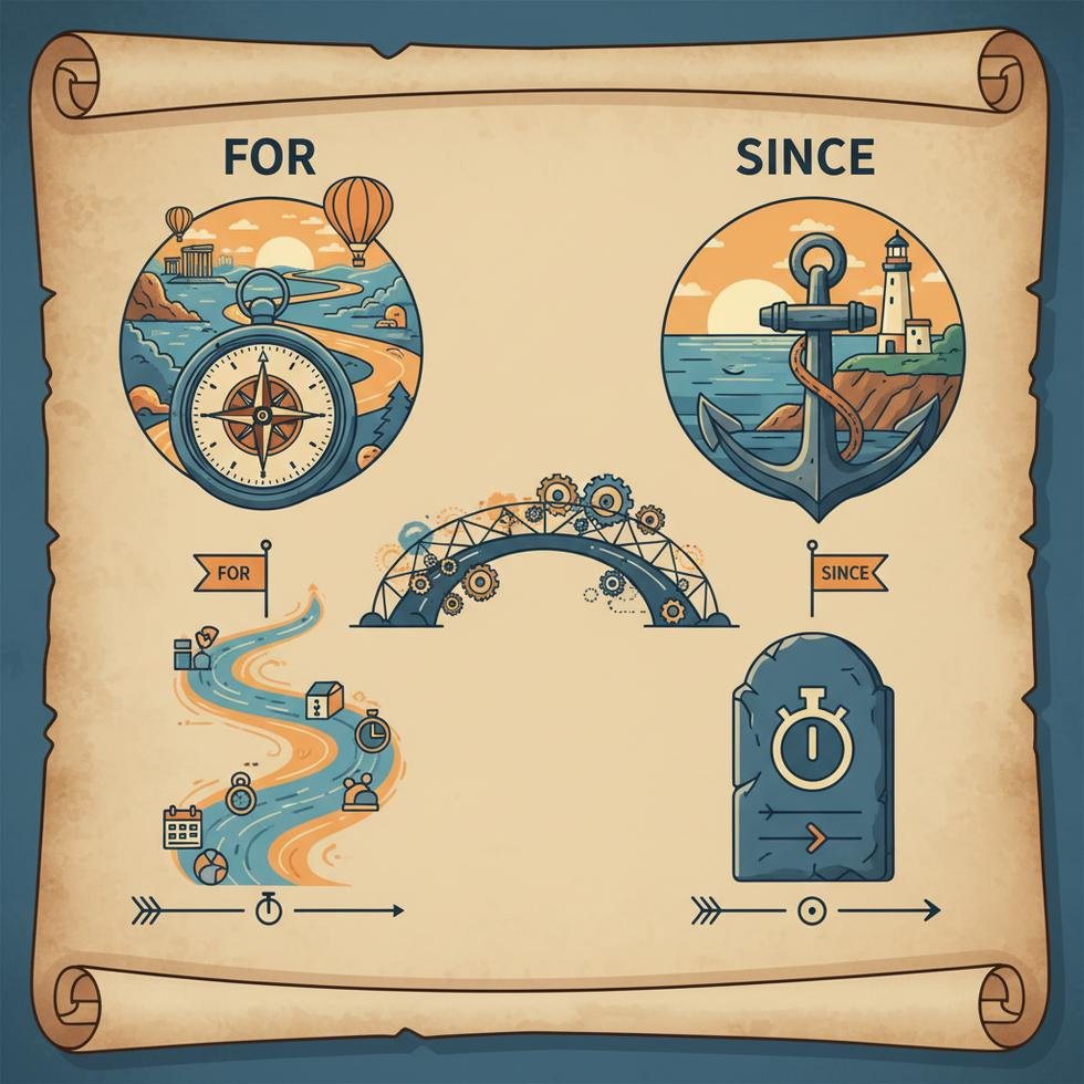 İngilizce for ve since kullanımı ile ilgili grafik