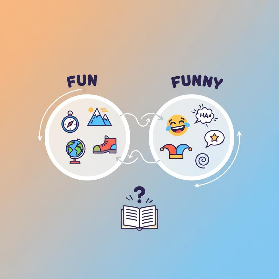 Fun ve Funny kelimelerinin İngilizce kullanımı ile ilgili açıklayıcı grafik