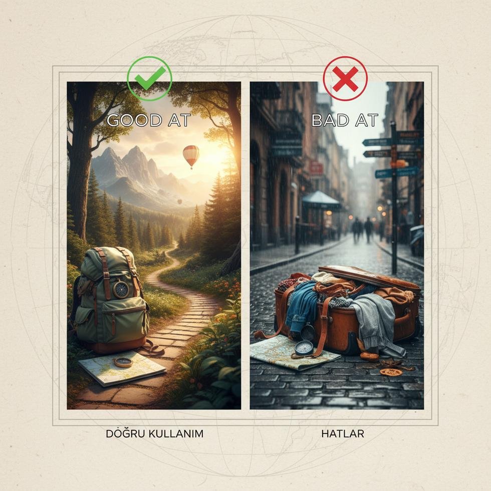 İngilizce good at ve bad at kalıplarının doğru kullanımı örneklerle