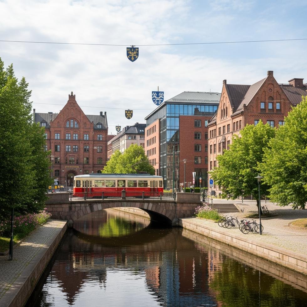Göteborg şehir panoraması ve eğitim kampüsü