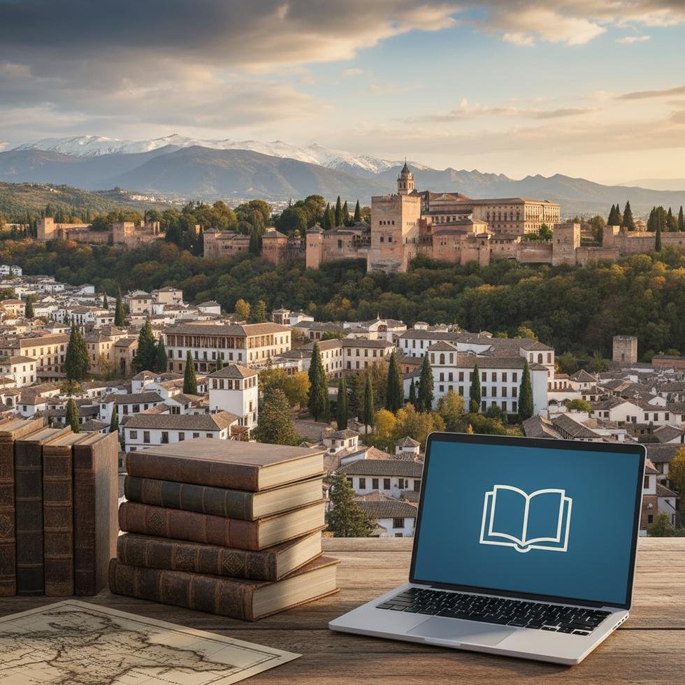 Granada üniversitesi kampüsü ve şehir manzarası