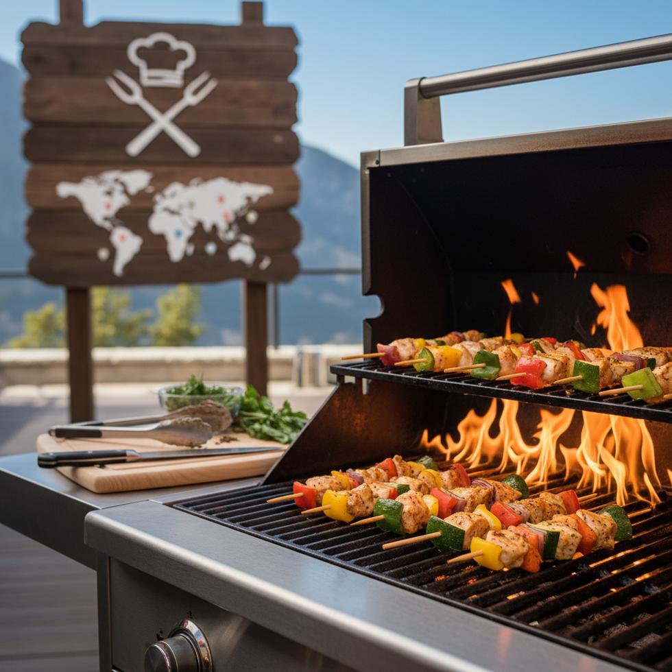 Grill cook pozisyonunda görev yapan çalışan mutfakta ızgara başında