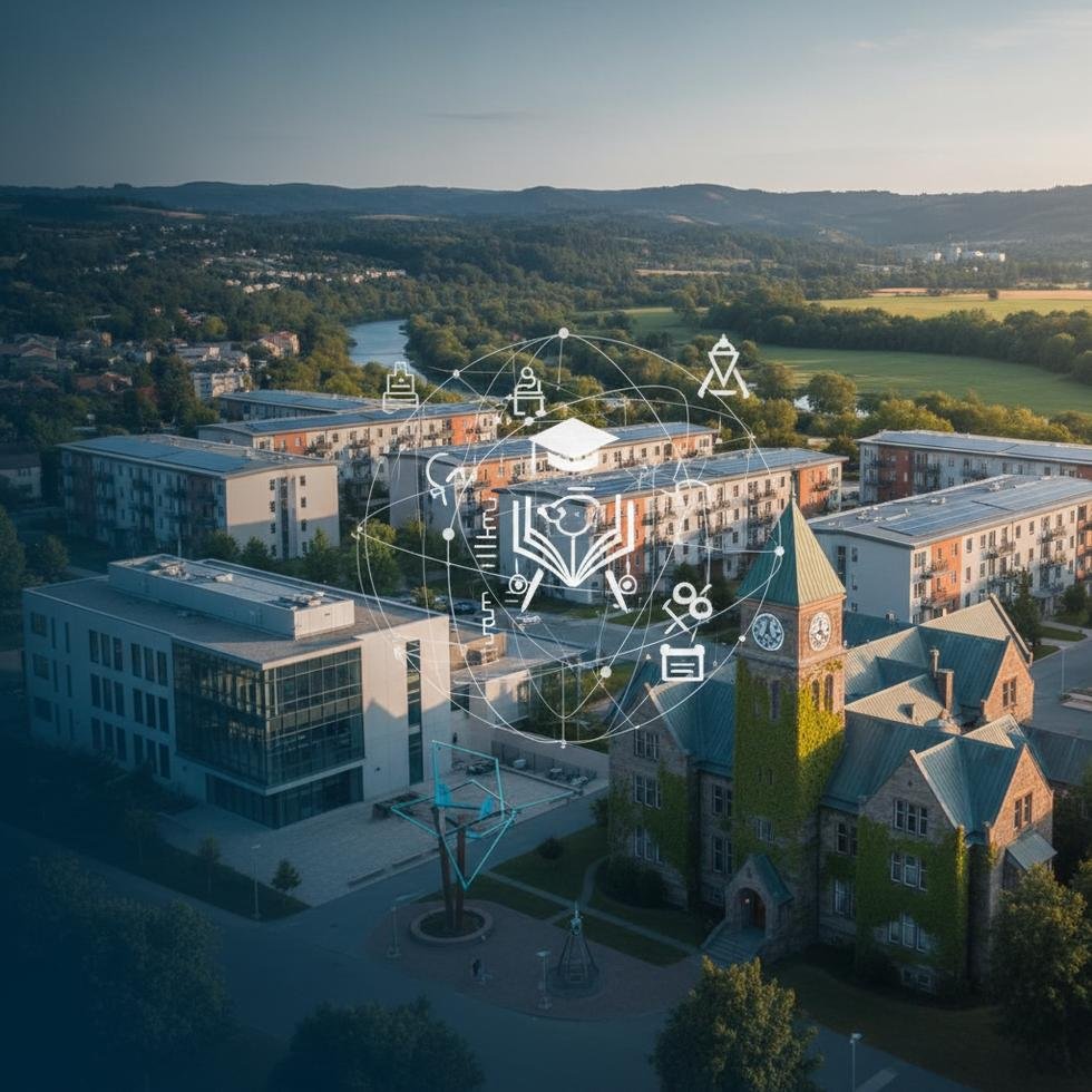 Hamilton şehirlerinde bulunan üniversite ve kolej kampüslerinin genel görünümü