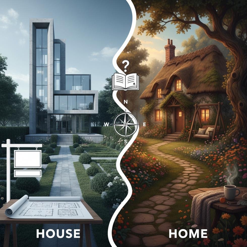 House ve Home kelimelerinin İngilizce farklarını anlatan grafik