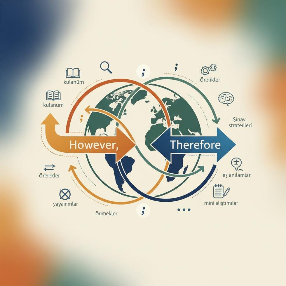 However ve Therefore bağlaçlarının kullanımı ve noktalama örnekleri