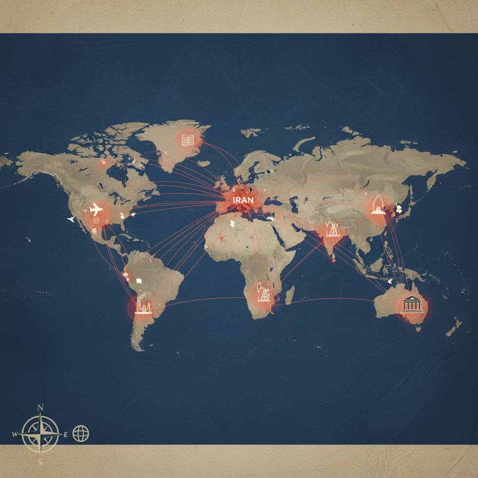 Küresel ekonomik etki bölgelerini gösteren bir harita