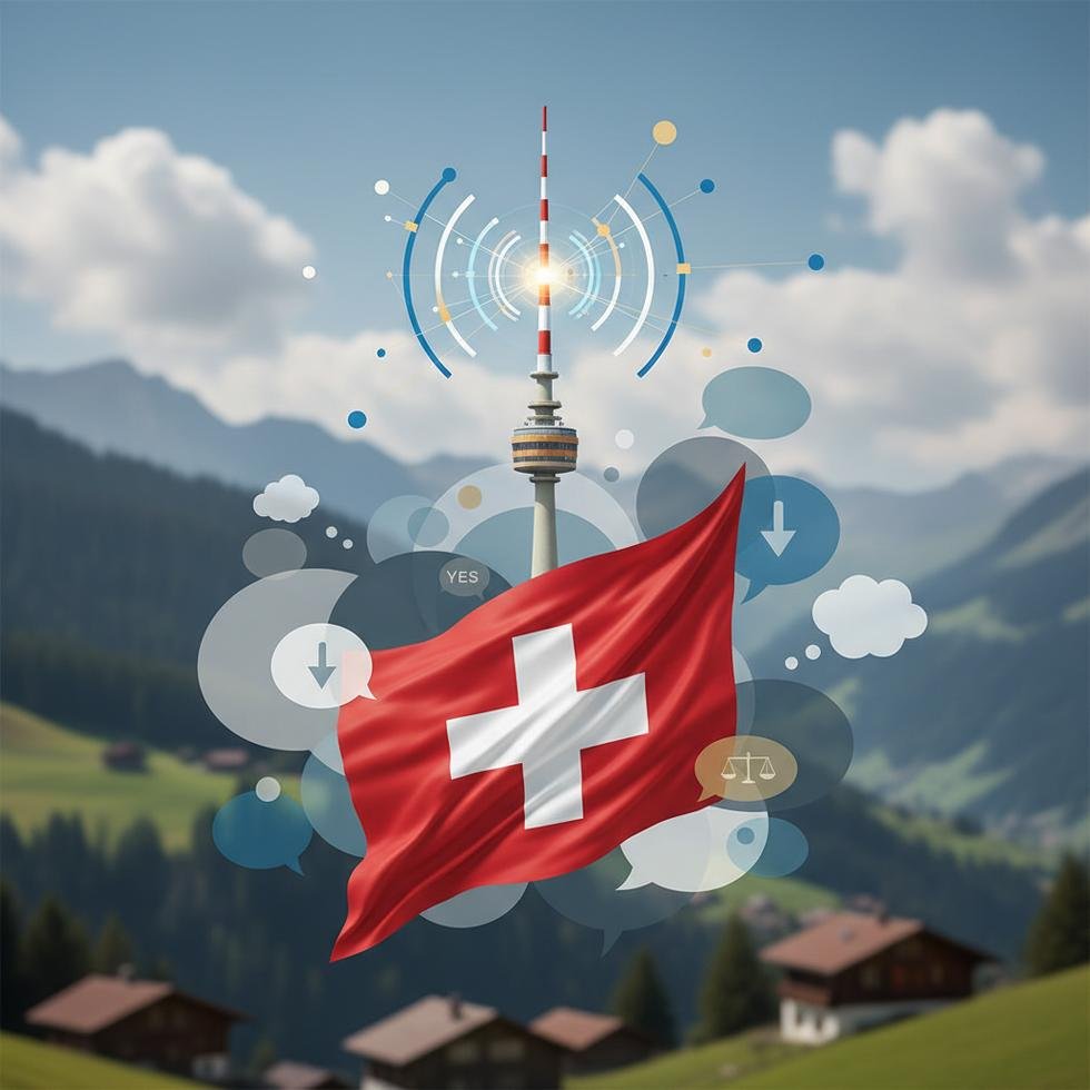 İsviçre bayrağı, yayın kulesi ve halk tartışması