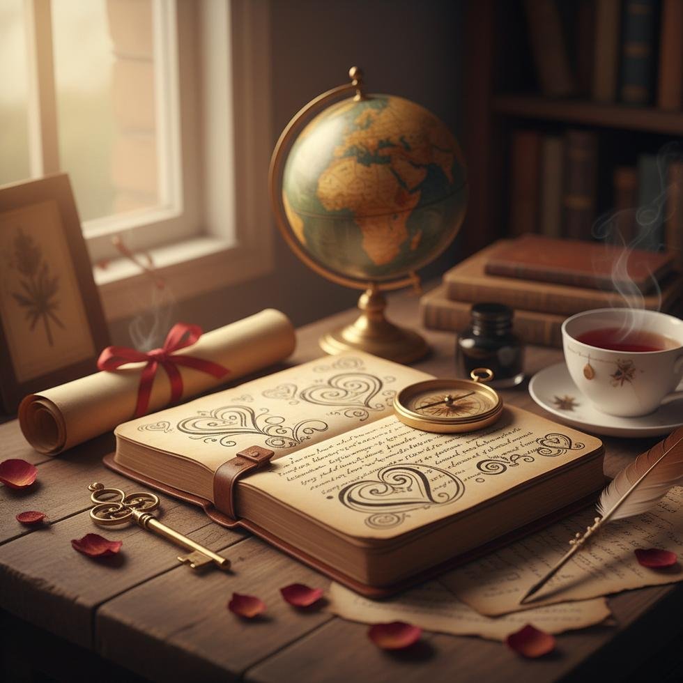 İngilizce aşk cümleleri içeriğini gösteren romantik bir görsel