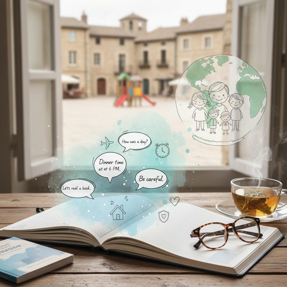 İngilizce konuşan çocuk bakıcısı ile iletişim rehberi görseli