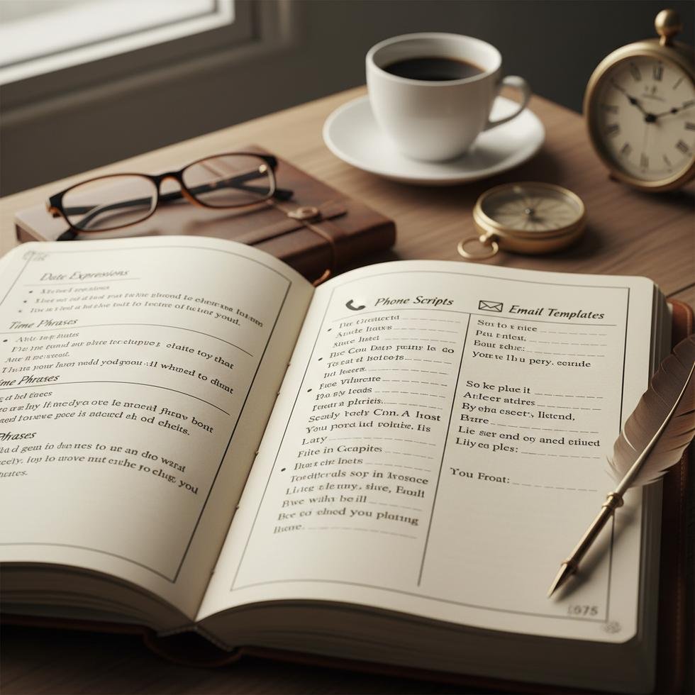 İngilizce randevu alma ve tarih-saat ayarlama rehberi görseli