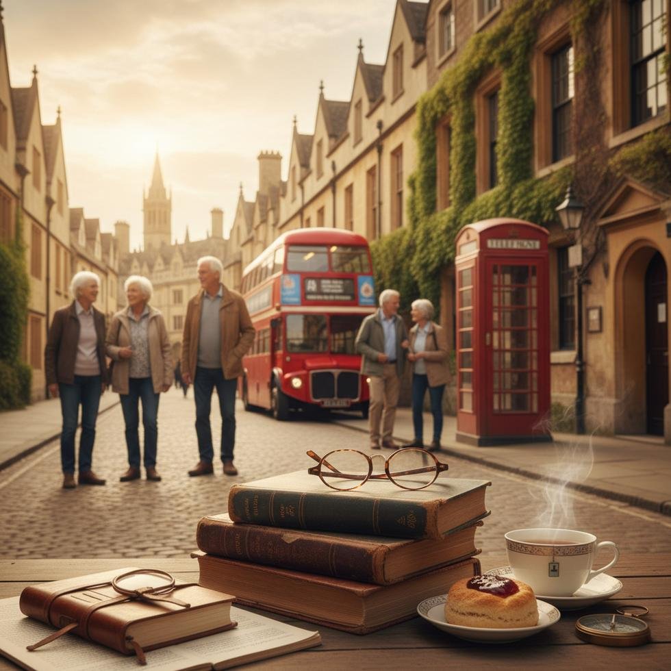 İngiltere’de 50 yaş üstü dil eğitimi alan yetişkinler sınıfta ve şehirde sosyal etkinliklerde