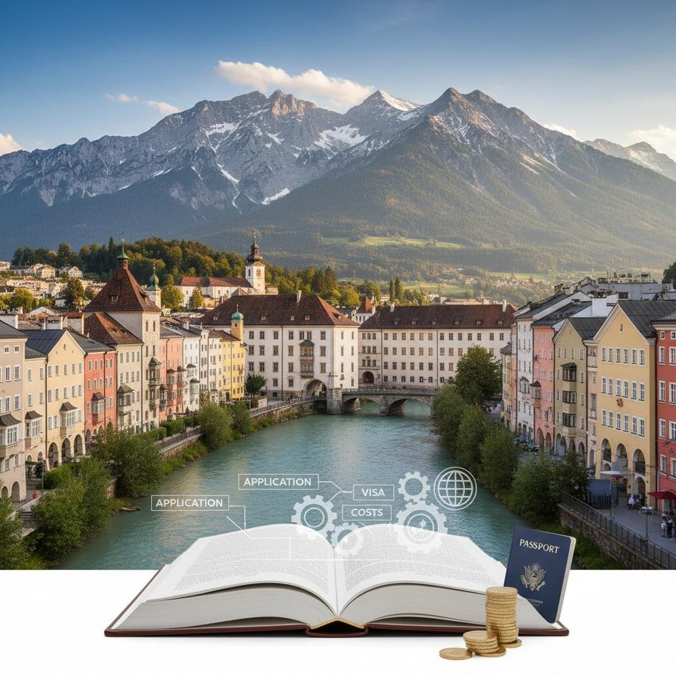 Innsbruck Üniversitesi kampüsü ve Alpler manzarası