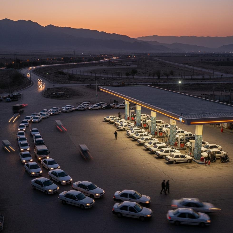 Iran'da yakıt istasyonu ve artan yakıt fiyatları.