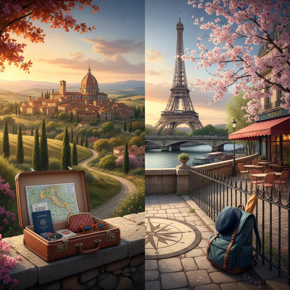 İtalya ve Fransa seyahatinde tarihi ve kültürel mekanlar