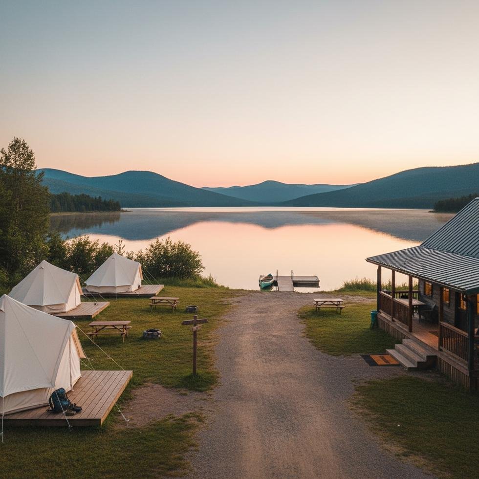 Doğa içinde kamp alanında çalışan görevli