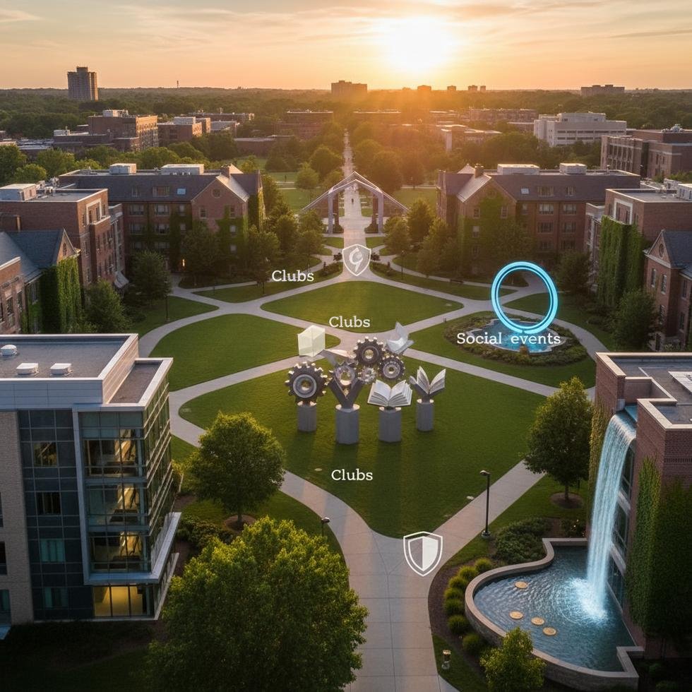 Kaplan Pathway kampüsünde öğrenciler sosyal etkinlik ve kulüp aktivitelerinde bir arada