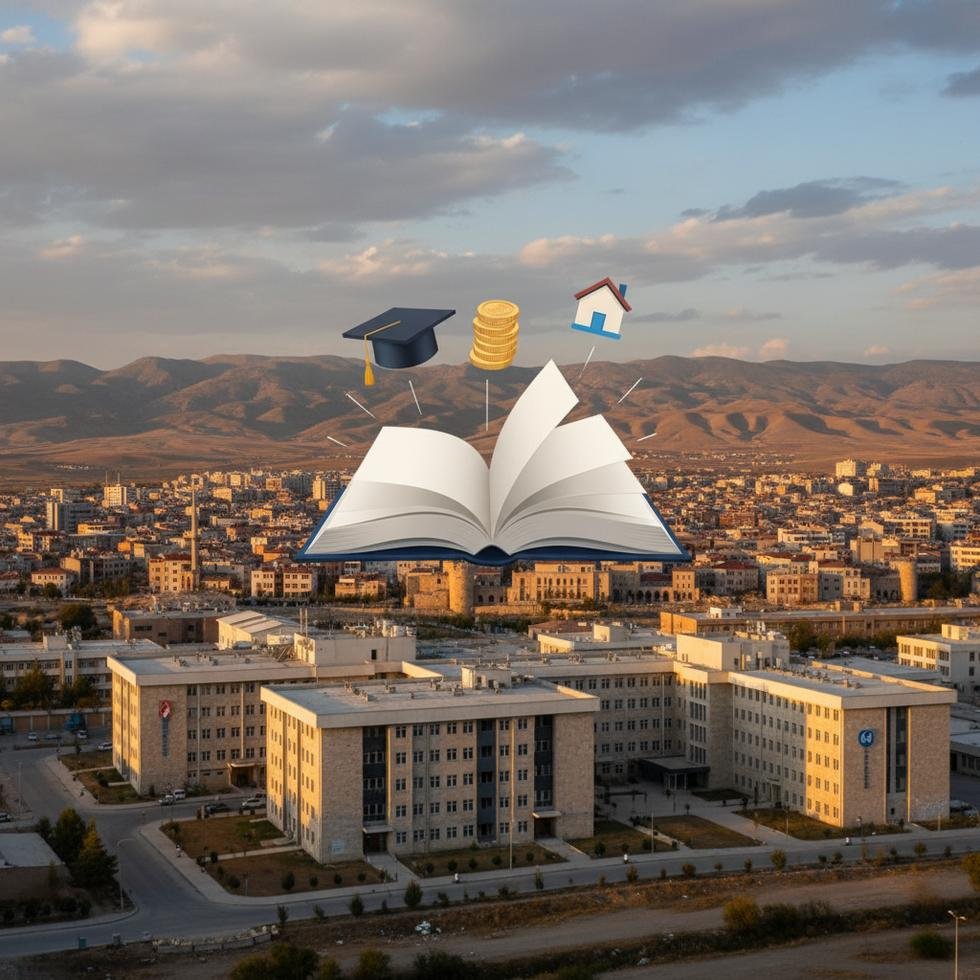 Karamanoğlu Mehmetbey Üniversitesi kampüs alanı ve Karaman şehir manzarası