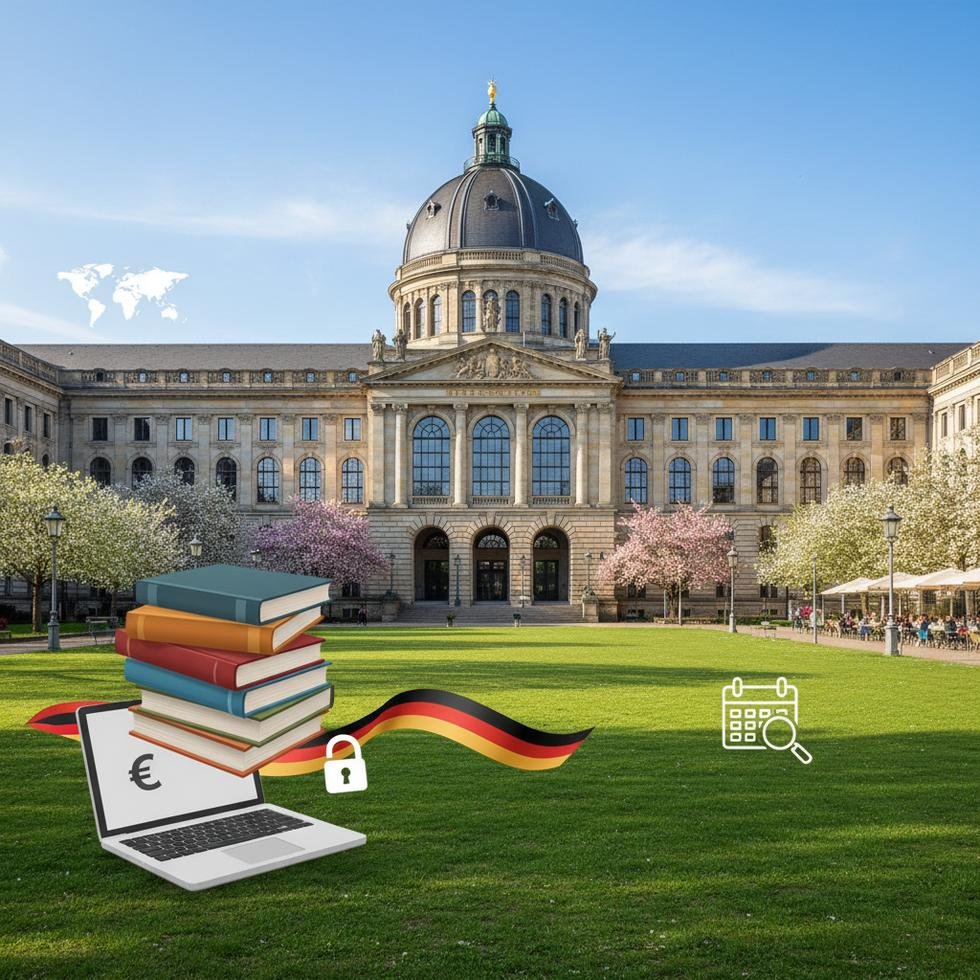 Karlsruhe şehrinde üniversite eğitimi ve kampüs görüntüsü