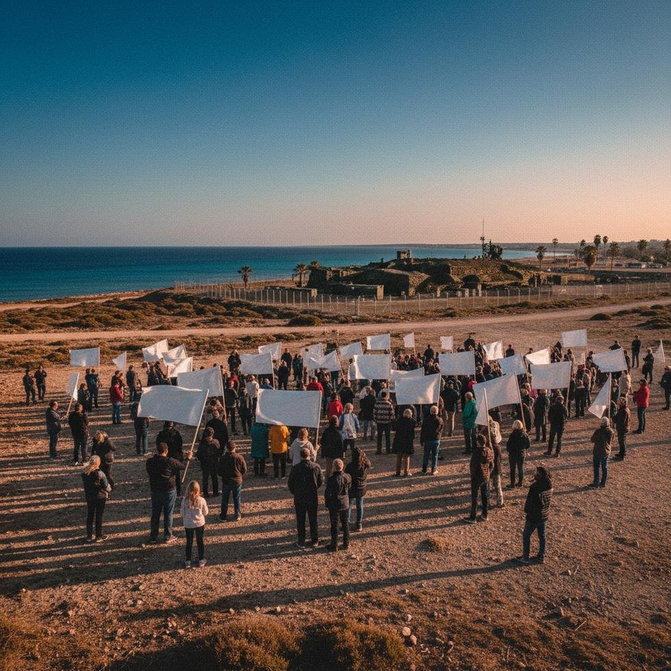 Kıbrıs'ta İngiliz askeri üslerine karşı protesto gösterisi