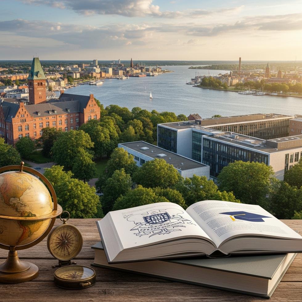 Kiel’de üniversite kampüsü ve öğrenciler