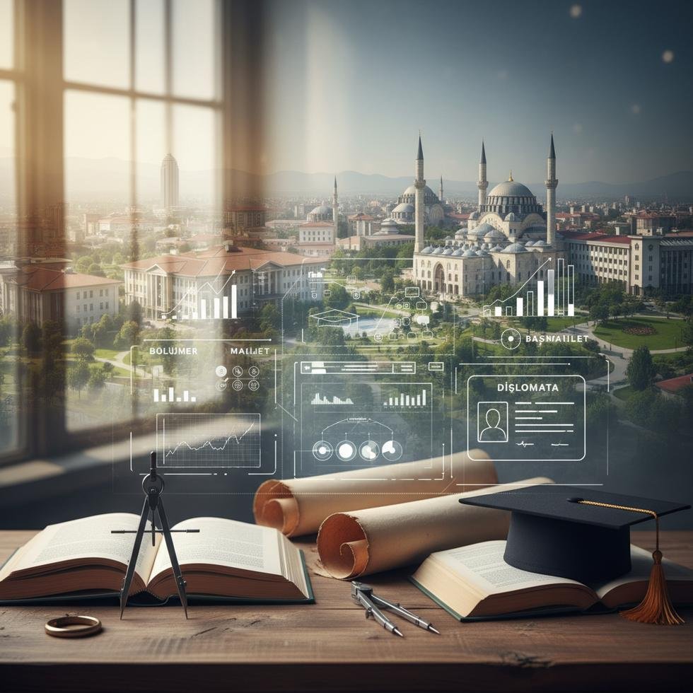 Konya'da üniversite kampüsü ve öğrenciler