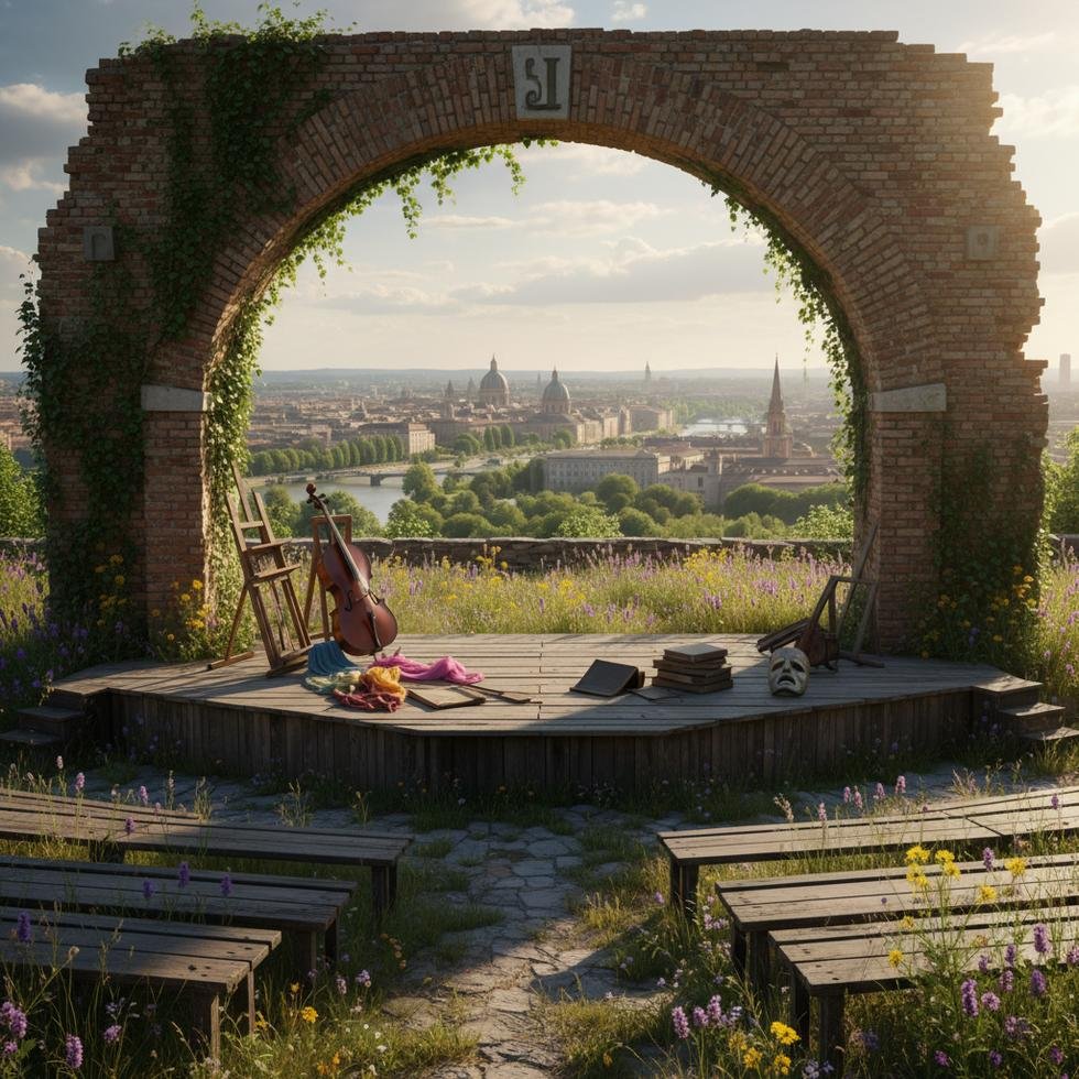 Sahne sanatları okulu öğrencileri sahnede performans sergiliyor.