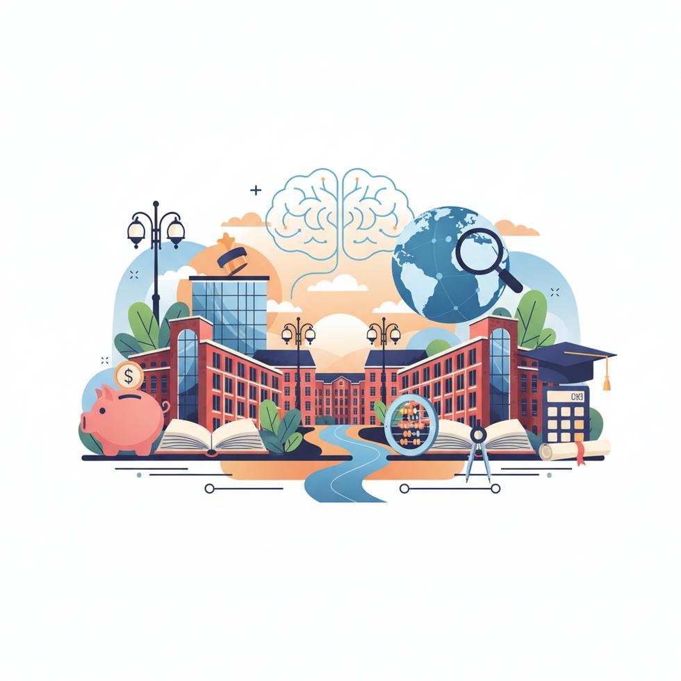 Lodz'daki üniversite binaları ve öğrenciler