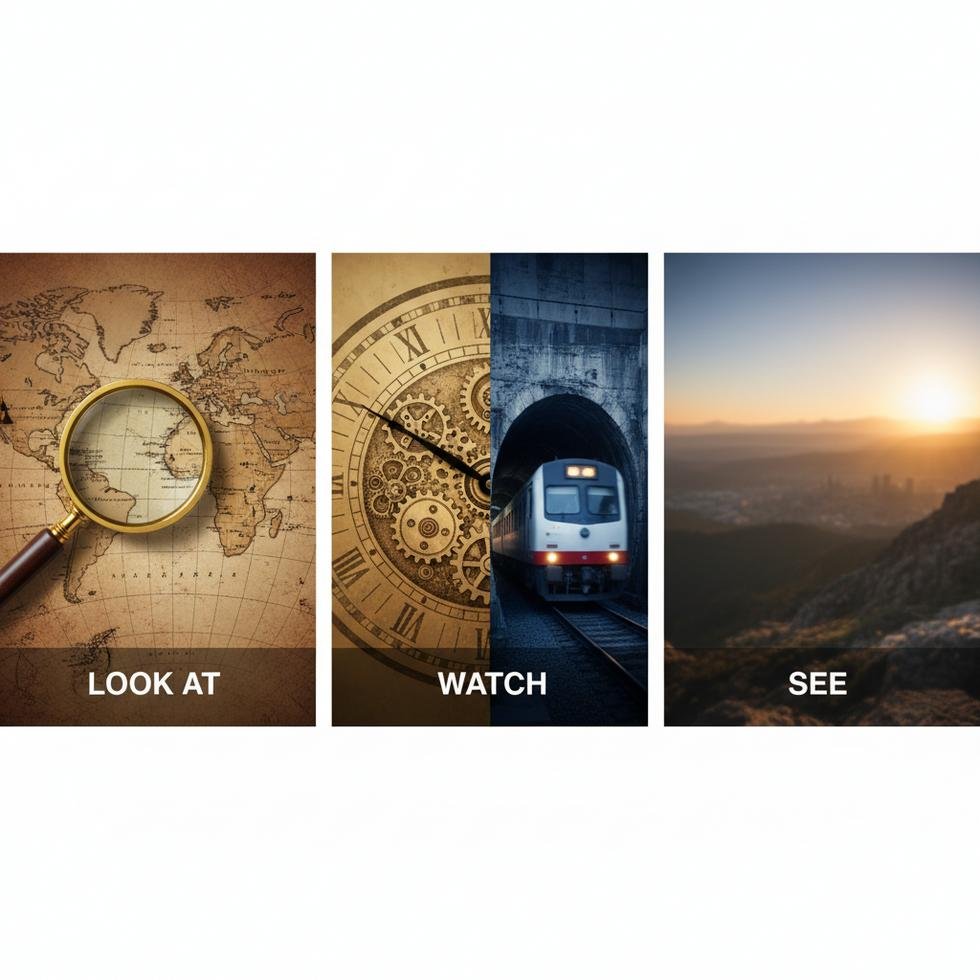 Look at, Watch ve See İngilizce fiilleri ve farkları anlatımı