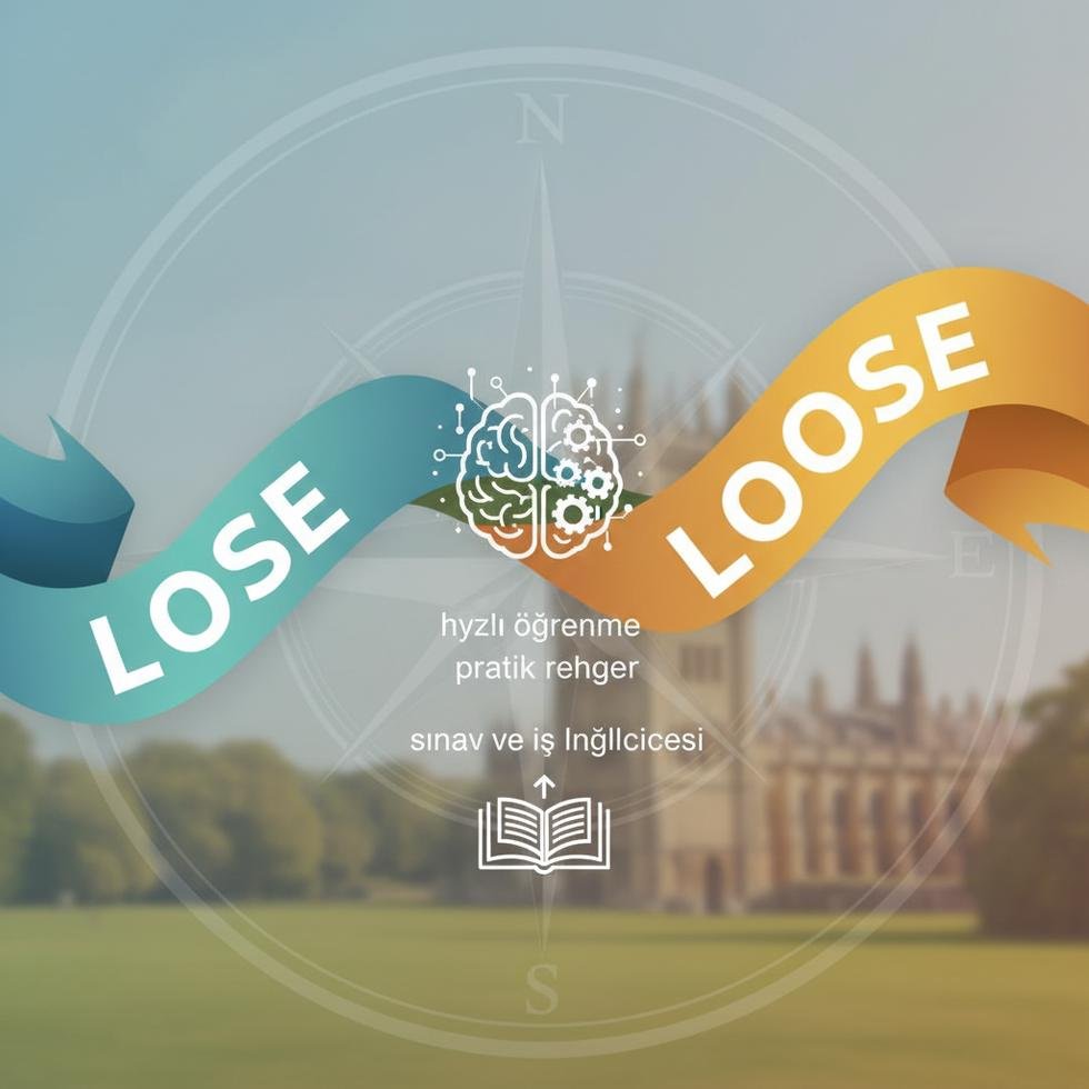 Lose ve loose kelimelerinin yazımı ve telaffuzu ile ilgili rehber görseli