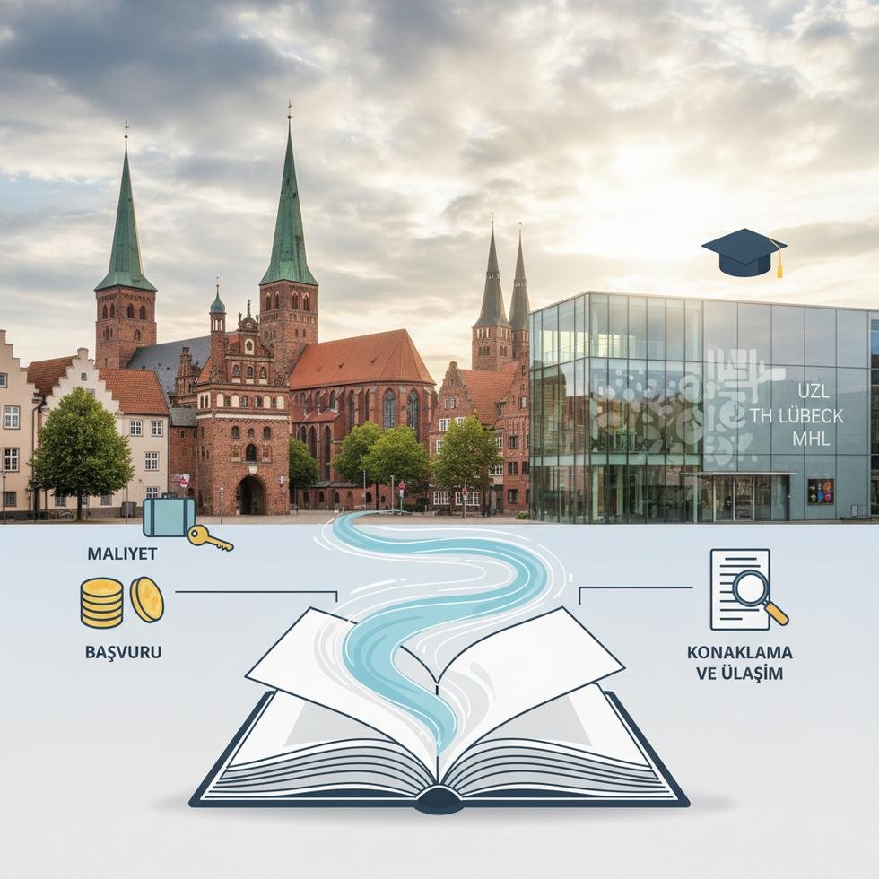 Lübeck şehrinden bir üniversite kampüsü ve tarihi yapılar