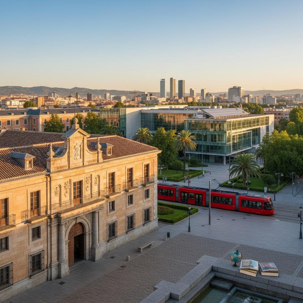 Madrid’de üniversite kampüsünde öğrenciler