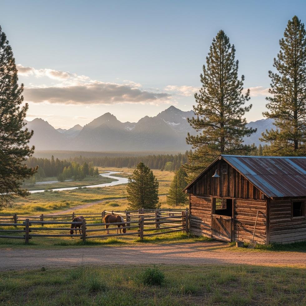 Amerika milli parklarında at ahırı görevlisi çalışırken atlara bakış
