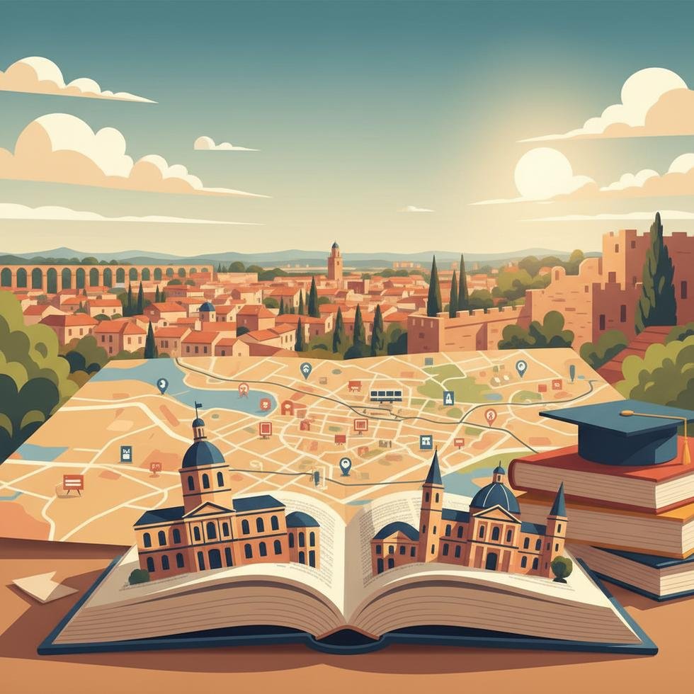 Montpellier şehrinde üniversite kampüsü ve öğrenciler