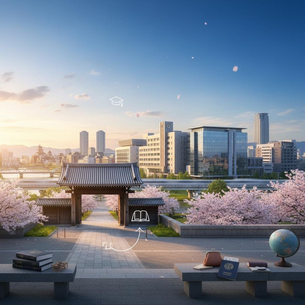 Nagoya’da üniversite kampüsü ve çevresi