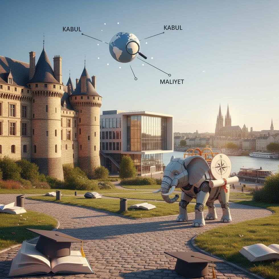 Nantes’te üniversite kampüsü ve şehir manzarası