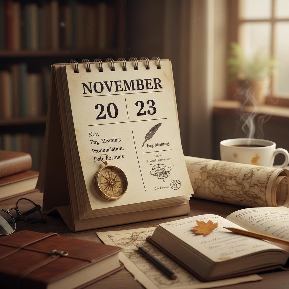İngilizce November kelimesi ve Kasım ayının görsel temsili